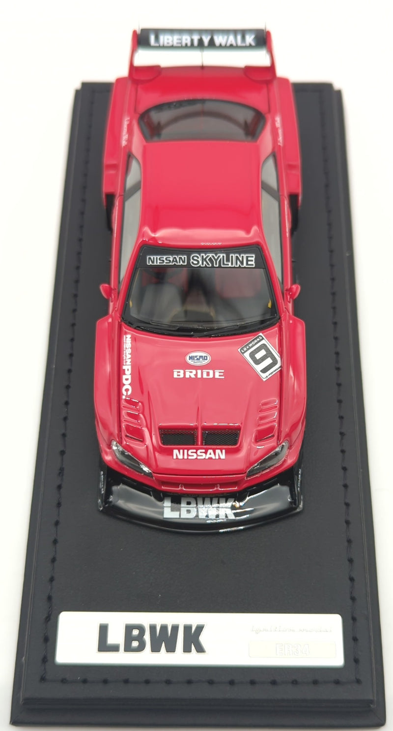 Chargez l'image dans la visionneuse de la galerie, ignition model 1/43 LB-ER34 Super Silhouette Skyline Red Black #9 IG2853 - Used