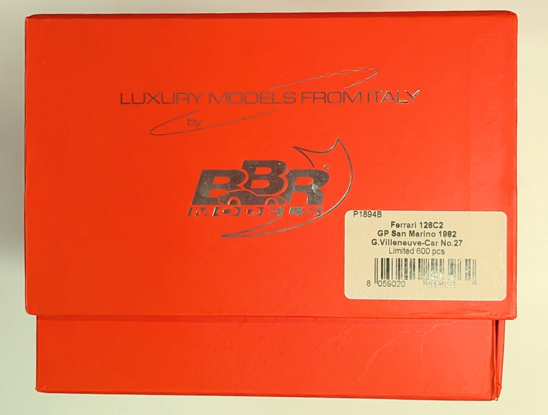 Load image into Gallery viewer, BBR 1/18 Ferrari 126C2 San Marino GP 1982 G. Villeneuve #27 P1894B - Used