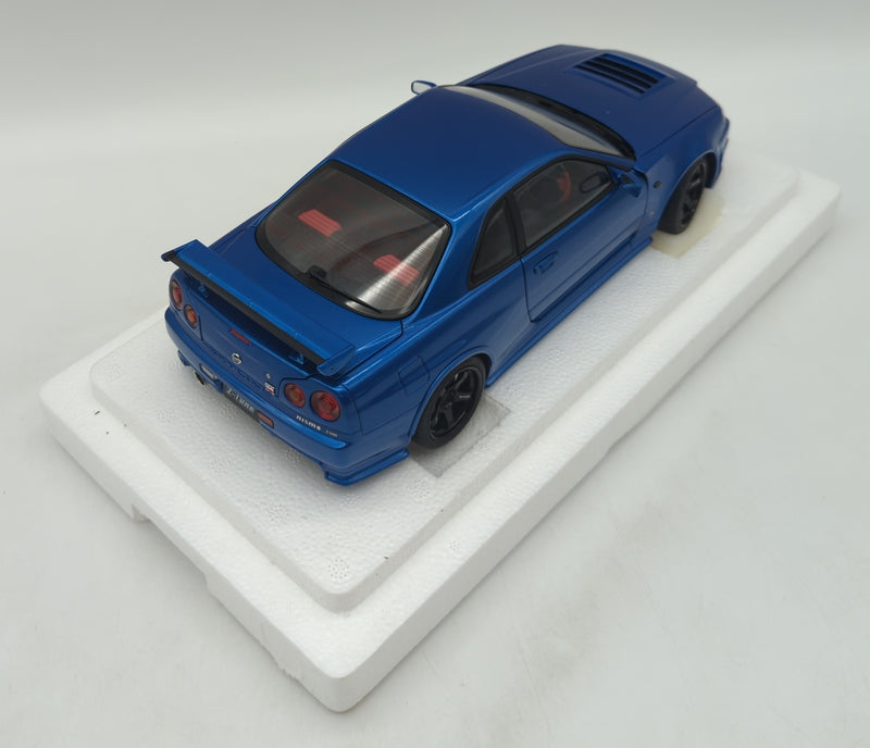 Laden Sie das Bild in Galerie -Viewer, AUTOart 1/18 Nismo R34 GT-R Z-tune Bayside Blue 77462 Composite Model - Used