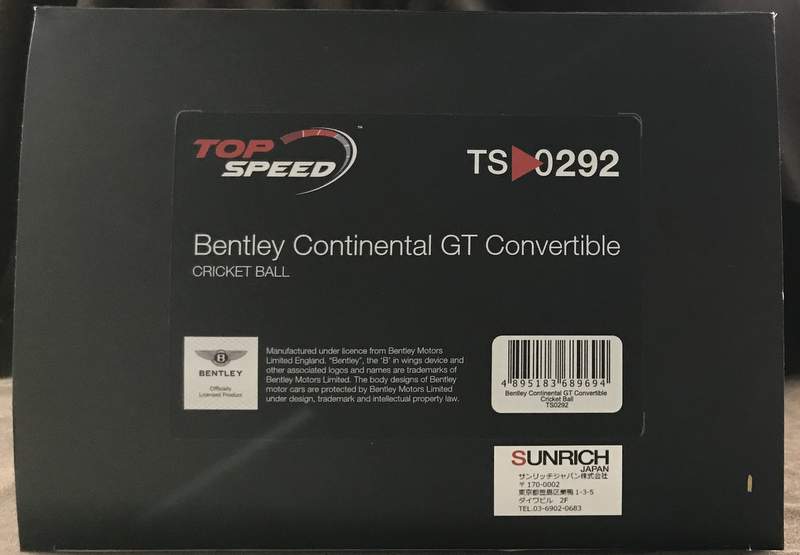 Chargez l'image dans la visionneuse de la galerie, TSM Top Speed 1/18 Bentley Continental GT Convertible Cricket Ball - Used