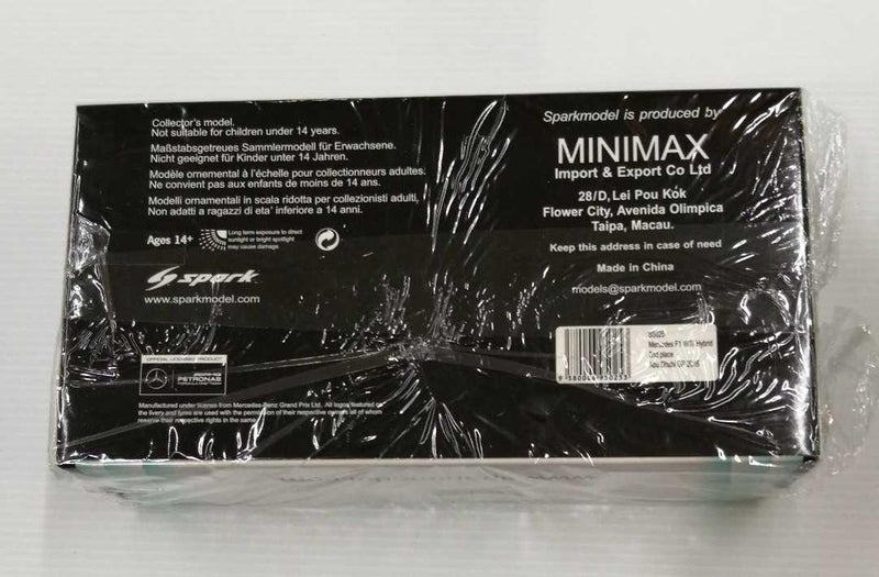 Laden Sie das Bild in Galerie -Viewer, SPARK #6 S5025 Mercedes F1 W07 Hybrid 1/43 Scale Car– Used