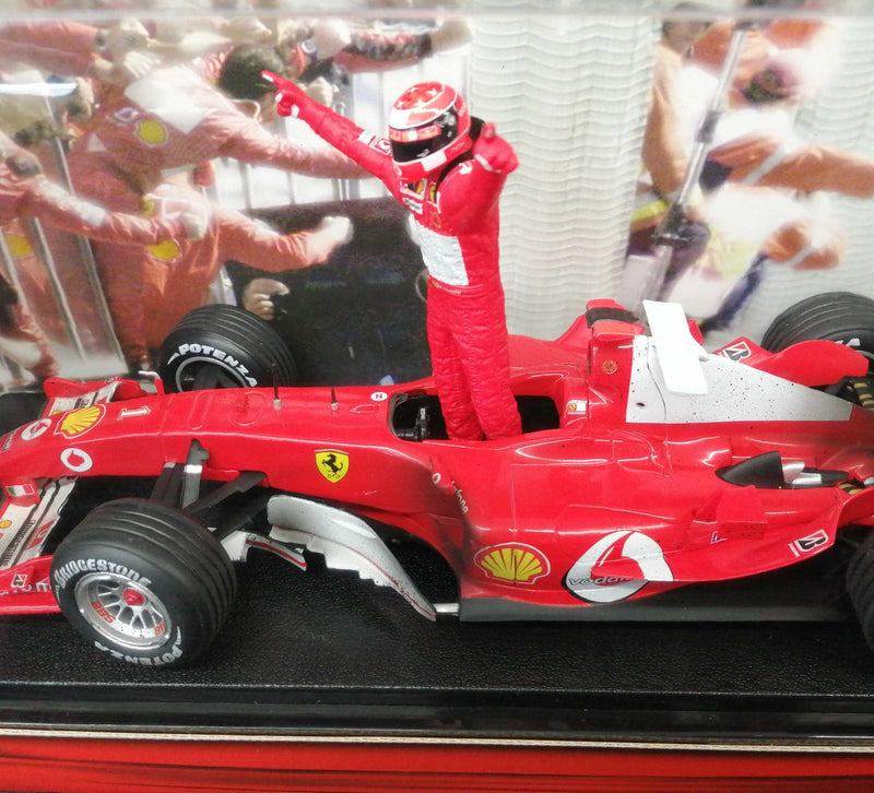 Cargue la imagen en el visor de la galería, Hot Wheels FERRARI F2004 SCHUMACHER WORLD CHAMPION 1/18 Scale– Used