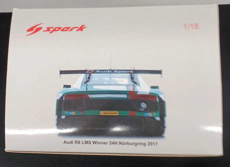 Laden Sie das Bild in Galerie -Viewer, SPARK Nurburgring 24h Race 2017 Audi R8 LMS 1/18 Scale Car– Used