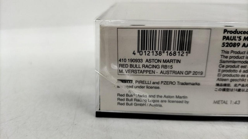 Chargez l'image dans la visionneuse de la galerie, MINICHAMPS 1/43 Aston Martin Red Bull Racing RB15– Used