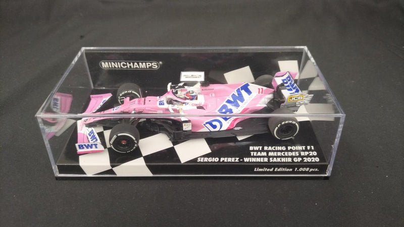 Chargez l'image dans la visionneuse de la galerie, MINICHAMPS BWT Racing Point F1 Mercedes RP20 Sergio Perez Sakhir GP 2020 Winner 1/43– Used