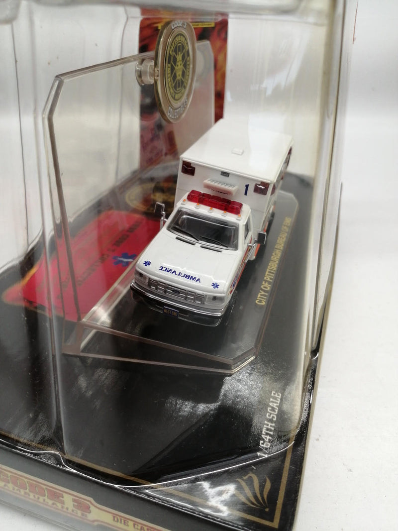 Chargez l'image dans la visionneuse de la galerie, CODE 3 COLLECTIBLES PITTSBURGH EMS F-350 AMBULANCE 1/64 Diecast Model– Used