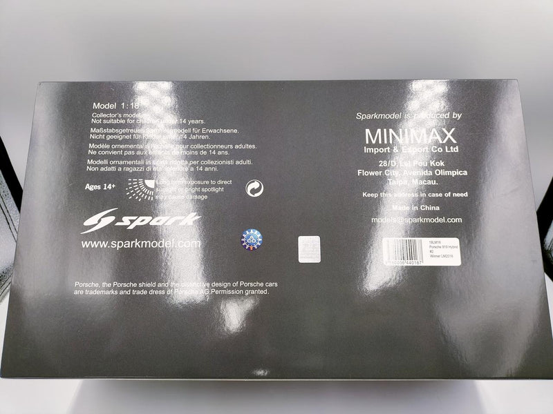 Laden Sie das Bild in Galerie -Viewer, SPARK Porsche 919 Le Mans 2016 1/18 Diecast Car– Used