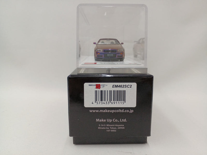 Laden Sie das Bild in Galerie -Viewer, MAKE UP EIDOLON Nissan Skyline GT-R (BNR34) V-spec II 2000 Midnight Purple 1/43– Used