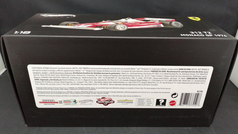 Cargue la imagen en el visor de la galería, HOT WHEELS 312 T2 MONACO GP 1976 1/18 Scale Diecast Car– Used