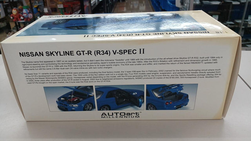 Load image into Gallery viewer, AUTOart R34 V-SPEC II SKYLINE GT-R 1/18 Scale Model Car– Used