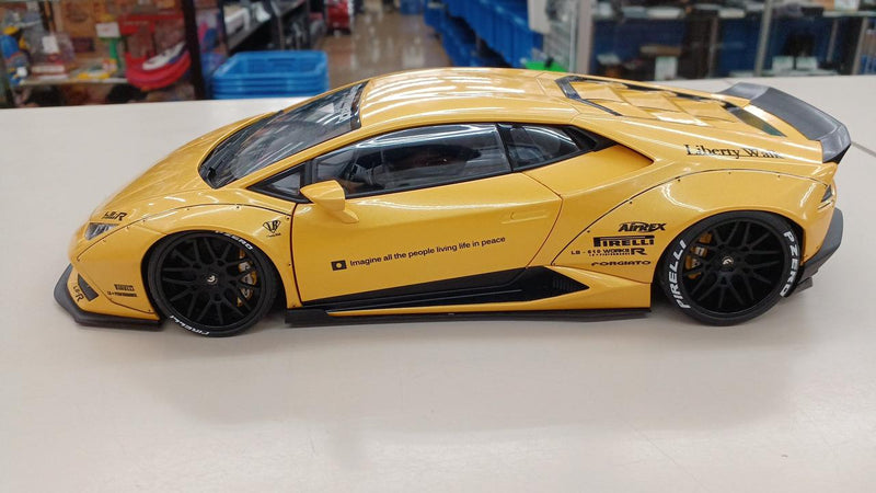 Load image into Gallery viewer, AUTOart Liberty Walk Metallic Yellow Lamborghini Huracan 1/18 Scale Model Car– Used