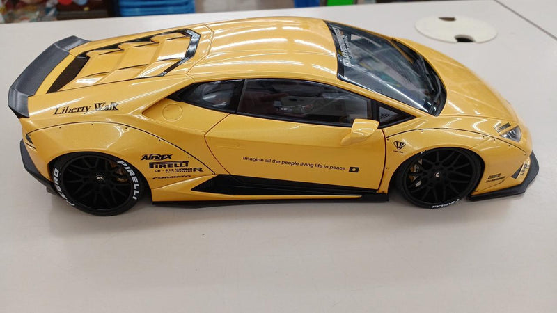 Load image into Gallery viewer, AUTOart Liberty Walk Metallic Yellow Lamborghini Huracan 1/18 Scale Model Car– Used