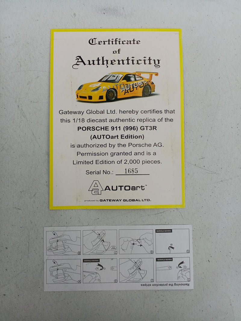 Carica immagine in Galleria Viewer, AUTOart 1/18 Porsche 911 (996) GT3R AUTOart Edition Model