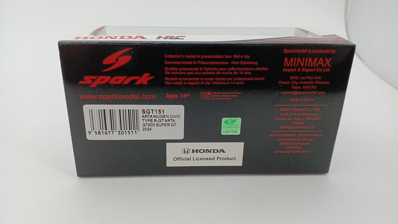 Laden Sie das Bild in Galerie -Viewer, Spark Model 1/43 ARTA MUGEN 2024 Diecast Scale Model Car
