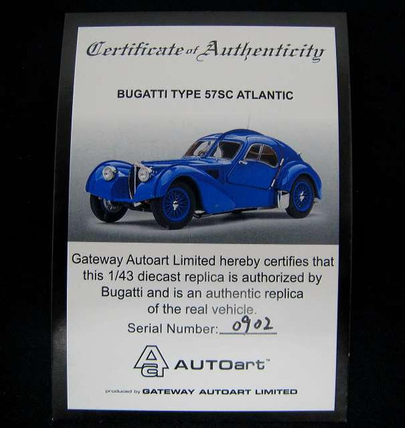 Cargue la imagen en el visor de la galería, AUTOART Bugatti Type 57SC Atlantic 1938 1/43 Scale Car– Used
