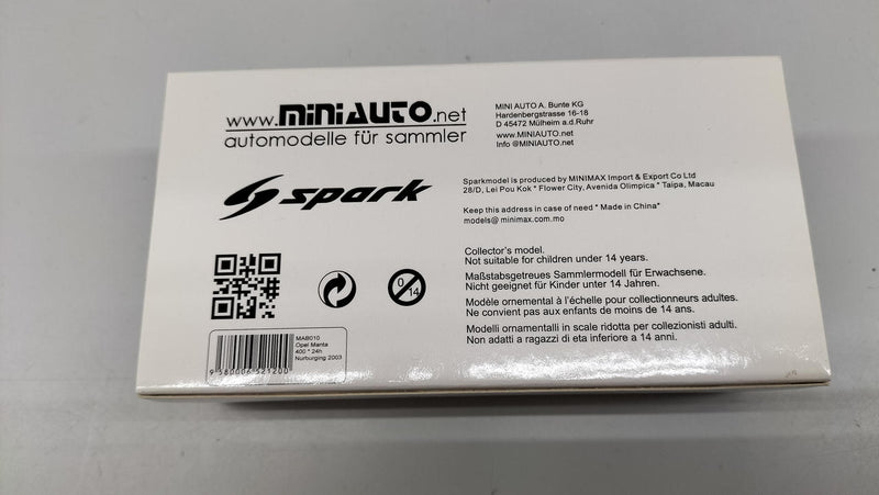 Laden Sie das Bild in Galerie -Viewer, SPARK OPEL MANTA 400 2003 1/43 Scale Diecast Car– Used