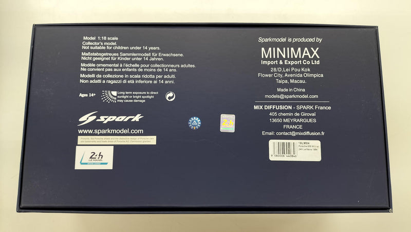 Laden Sie das Bild in Galerie -Viewer, SPARK PORSCHE 956 1984 1/18 Diecast Car– Used