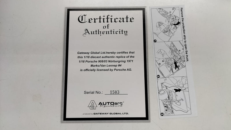 Load image into Gallery viewer, AUTOart Porsche 908/03 1971 1/18 Scale Model Car– Used