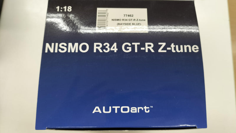 Load image into Gallery viewer, AUTOart Nismo R34 GT-R Z-TUNE Bayside Blue 1/18 Diecast Car– Used