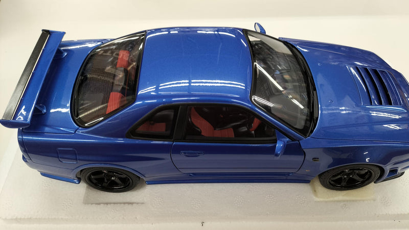 Load image into Gallery viewer, AUTOart Nismo R34 GT-R Z-TUNE Bayside Blue 1/18 Diecast Car– Used