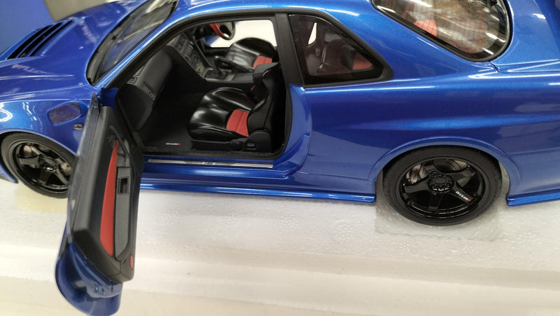 Load image into Gallery viewer, AUTOart Nismo R34 GT-R Z-TUNE Bayside Blue 1/18 Diecast Car– Used