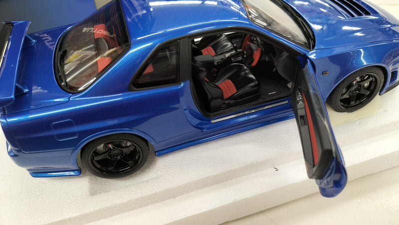 Load image into Gallery viewer, AUTOart Nismo R34 GT-R Z-TUNE Bayside Blue 1/18 Diecast Car– Used