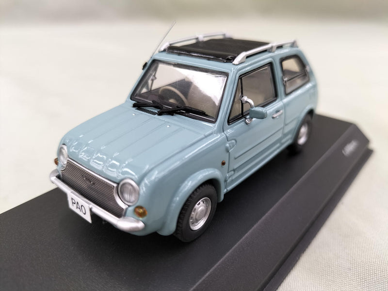 Cargue la imagen en el visor de la galería, KYOSHO AQUA GRAY NISSAN PAO 1/43 Scale Model Car– Used