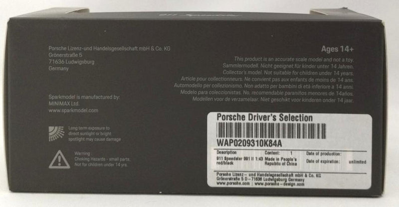 Laden Sie das Bild in Galerie -Viewer, SPARK Porsche 911 Speedster 2019 Red 1/43 Scale Car– Used