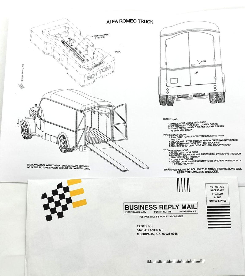 Laden Sie das Bild in Galerie -Viewer, EXOTO Alfa Romeo Transporter 1934 Scuderia Ferrari 1/43 Scale– Used