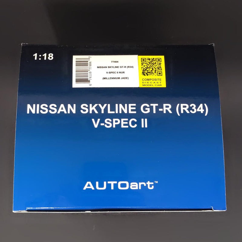 Load image into Gallery viewer, AUTOart Nissan Skyline GT-R (R34) V-SPEC II 1/18 Diecast Car– Used