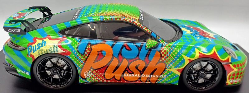 Laden Sie das Bild in Galerie -Viewer, SPARK PORSCHE 911 (992) GT3 "PUSH PUSH" 1/18 Scale Car– Used