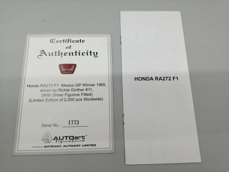 Load image into Gallery viewer, AUTOart Honda RA272 F1 Mexico GP 1965 1/18 Scale Car– Used