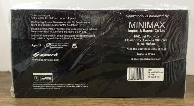 Laden Sie das Bild in Galerie -Viewer, SPARK S5025 Mercedes F1 W07 Hybrid 2016 1/43 Scale Car– Used