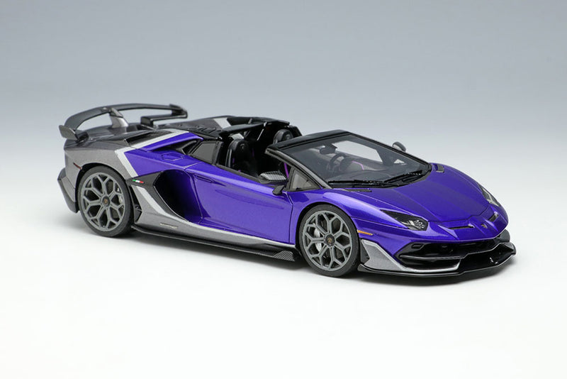 Cargue la imagen en el visor de la galería, EIDOLON EM669C Lamborghini Aventador SVJ Roadster Ado Personam 2tone Paint Viola Hestia / Grigio Lynx Limited 150pcs Make Up 1/43 EM669C