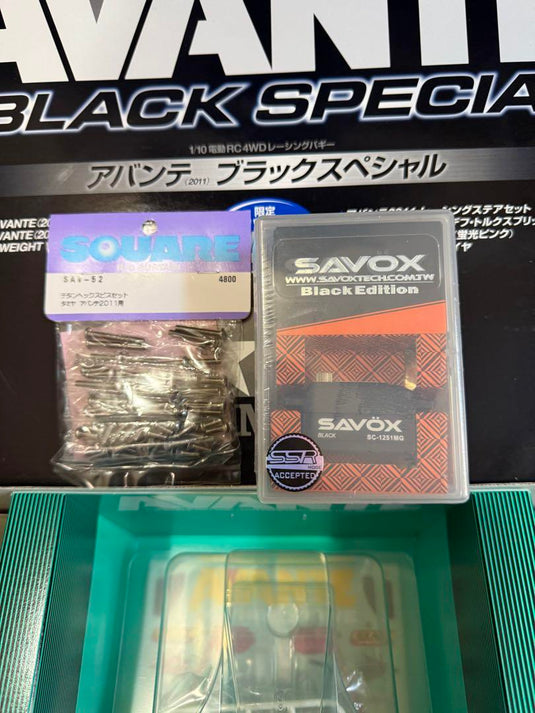 Used Tamiya 1/10 Avante 2011 Black Special RC Car Kit Unassembled with SAVOX Parts