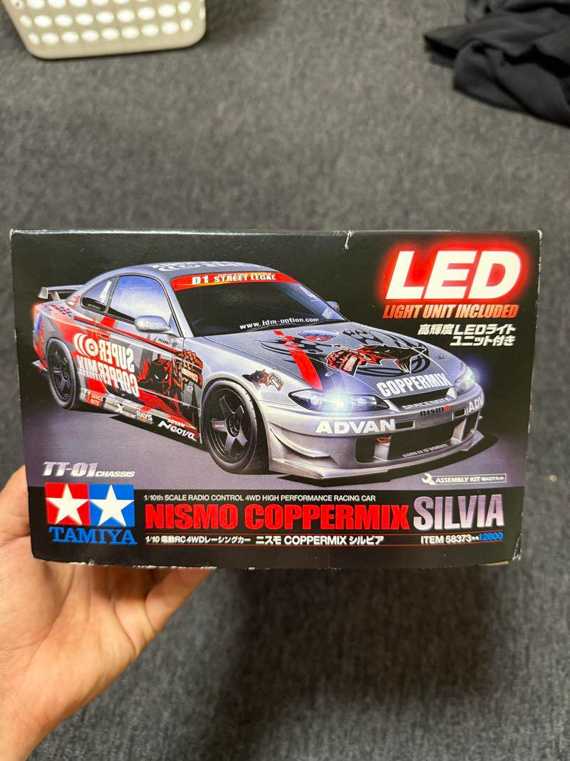 Chargez l'image dans la visionneuse de la galerie, Used Tamiya TT-01 Nismo Coppermix Silvia RC Car Unassembled Kit with LED