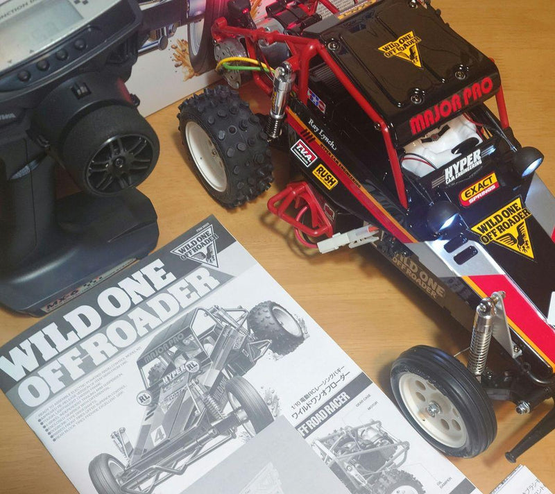 Chargez l'image dans la visionneuse de la galerie, Used Tamiya Wild One Off-Roader Assembled Full Set with Sanwa MX-6 and LEDs Unused