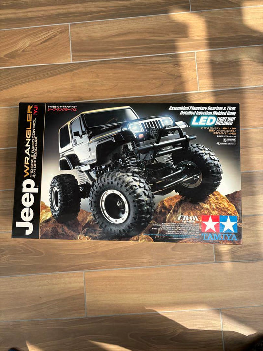 Used Tamiya 1/10 Jeep Wrangler 4WD Off-Road RC Car with LED Lights