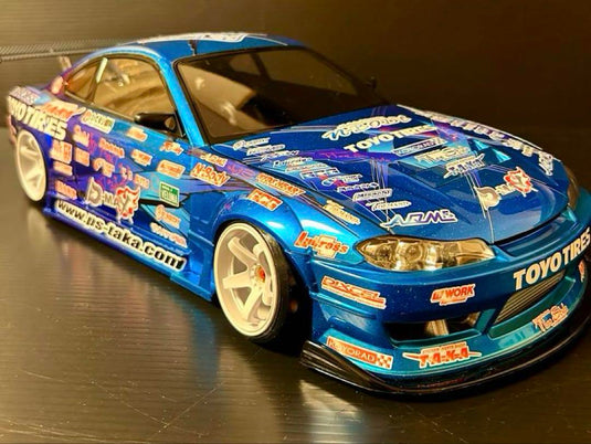 Used Reve D S15 Silvia RC Car Body with TAKA Vinyl Graphics Painted Unused