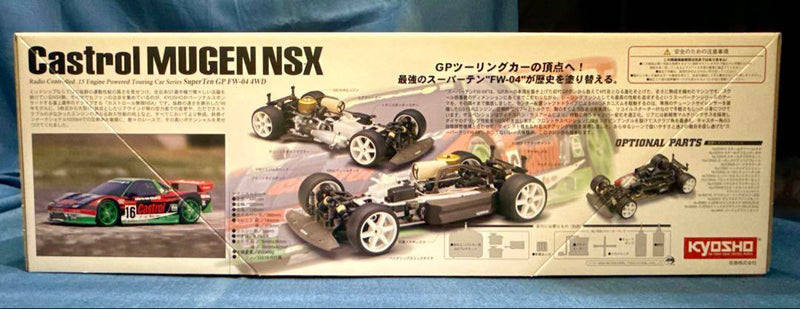 Laden Sie das Bild in Galerie -Viewer, Kyosho Castrol MUGEN NSX GP RC Car Kit with 5 Optional Parts Sets New - Used