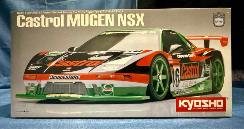 Laden Sie das Bild in Galerie -Viewer, Kyosho Castrol MUGEN NSX GP RC Car Kit with 5 Optional Parts Sets New - Used