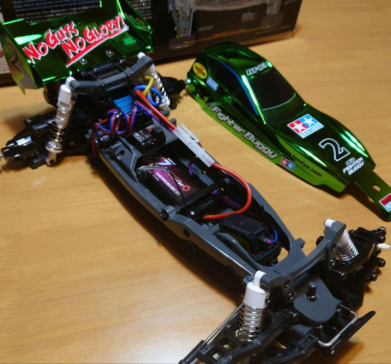 Chargez l'image dans la visionneuse de la galerie, Used Tamiya Neo Mighty Frog Green Metallic Assembled Full Set with Sanwa MX-6 Unused