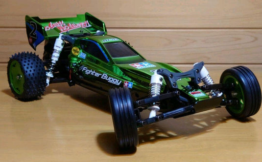 Used Tamiya Neo Mighty Frog Green Metallic Assembled Full Set with Sanwa MX-6 Unused