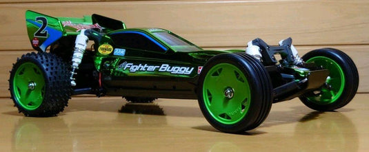 Used Tamiya Neo Mighty Frog Green Metallic Assembled Full Set with Sanwa MX-6 Unused