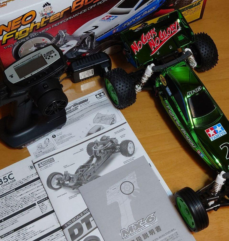 Chargez l'image dans la visionneuse de la galerie, Used Tamiya Neo Mighty Frog Green Metallic Assembled Full Set with Sanwa MX-6 Unused
