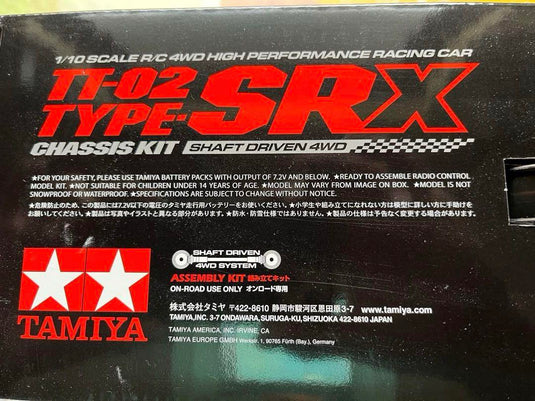 Used Tamiya 1/10 TT-02 Type-SRX 4WD Chassis Kit Unassembled with Option Parts
