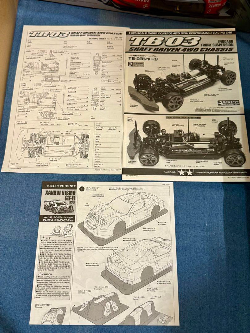Chargez l'image dans la visionneuse de la galerie, Used Tamiya Xanavi Nismo GT-R R35 1/10 TB-03 Chassis RC Car Kit Unused