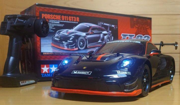 Load image into Gallery viewer, Used Tamiya Porsche 911 GT3 R 992 TT-02 Assembled Full Set with Sanwa MX-6 Unused