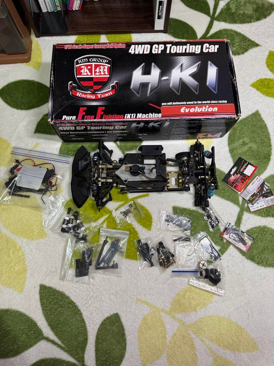 Used KM Racing HK1 Evolution 1/10 RC Car Chassis with Sanwa Servo Used