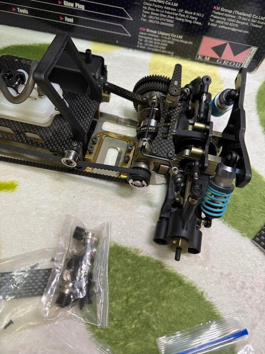 Used KM Racing HK1 Evolution 1/10 RC Car Chassis with Sanwa Servo Used